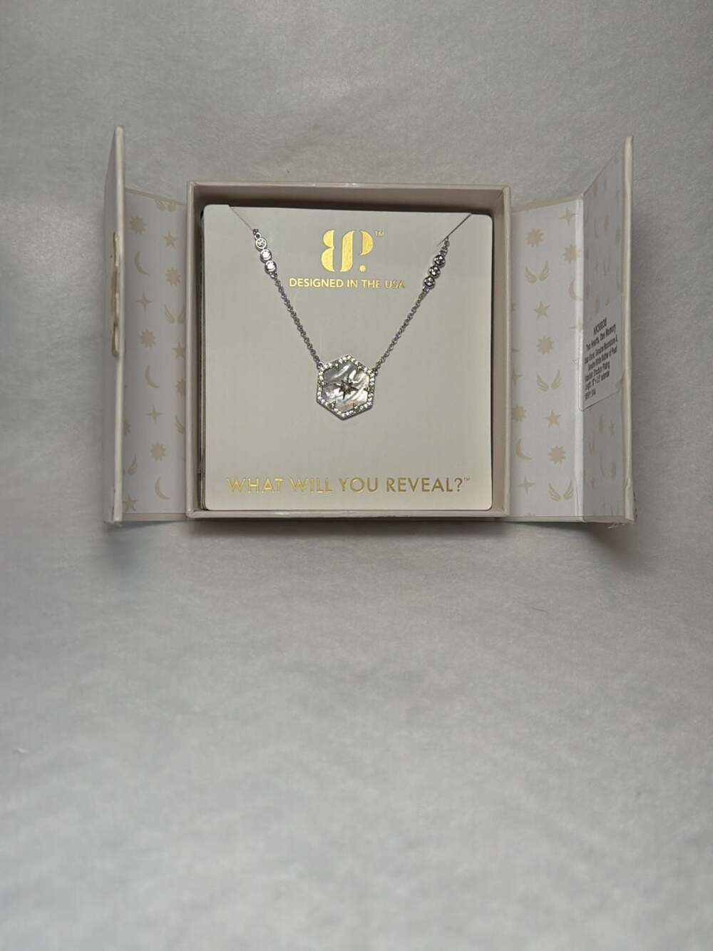 BP Halo 2 Hearts, 1 Memory Genuine Moonstone and White Mother of Pearl Rhodium